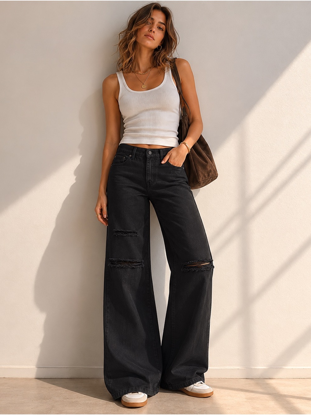 Lola Premium Black Distressed High Rise Flare Jeans Size 10 | Full Length Y2K